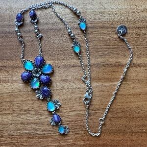 Gorgeous Sterling Silver Charoite and Faceted Opal Necklace